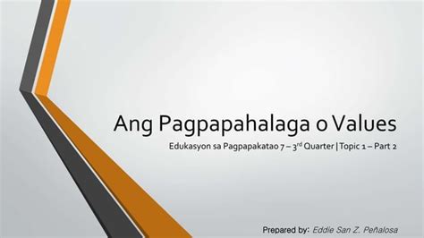 Ang Pagpapahalaga o Values .
